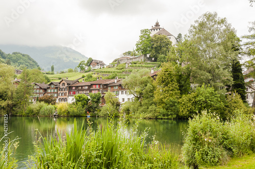 Buchs  Werdenberg  Stadt  Altstadt  Schloss  See  Seeufer  Uferweg  historische H  user  Spazierweg  Sommer  Rheintal  Schweiz