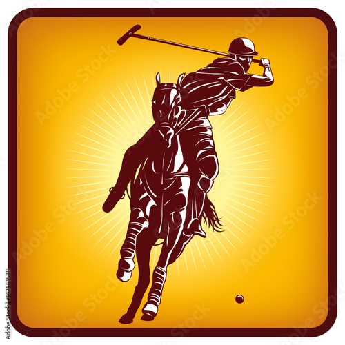 Graphics icon of a polo player and horse