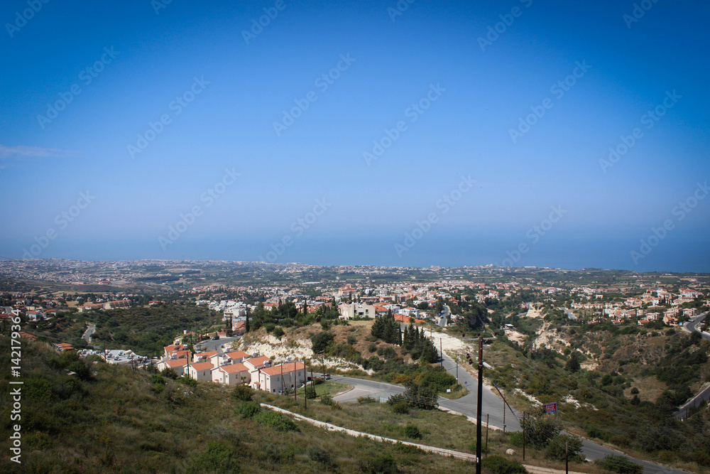 City of Paphos view and landscapes near Saint Neophytos Monastery, Cyprus