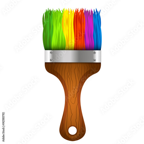 Brush with paint vector