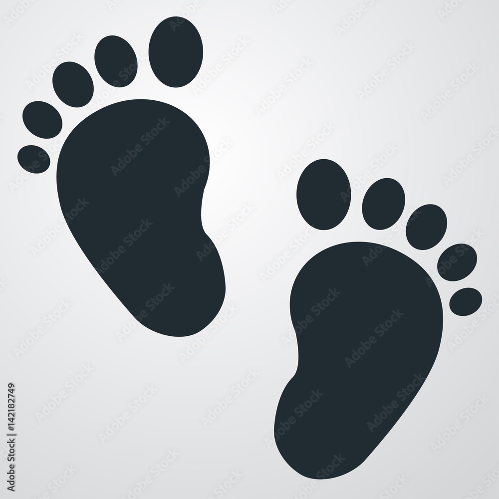 Icono plano pies de bebé en fondo degradado Stock Vector | Adobe Stock