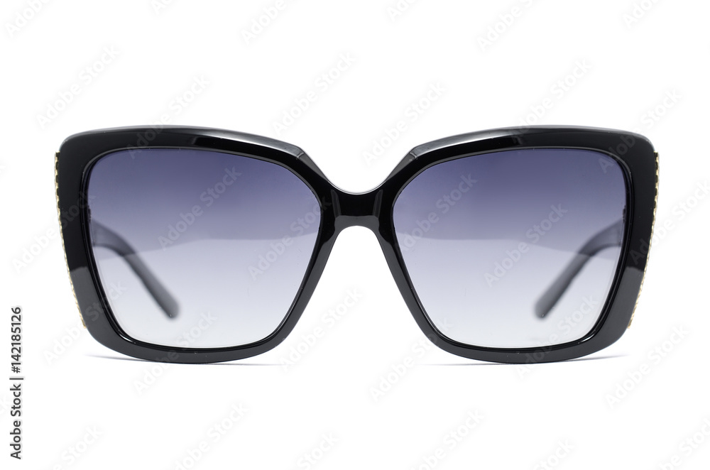 women's sunglasses in a wide plastic frame isolated on white
