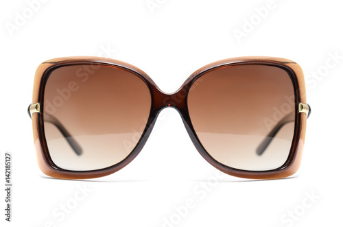 women's sunglasses with brown glass isolated on white