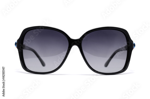 women's sunglasses in a black plastic frame isolated on white