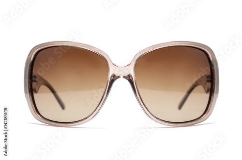 women's sunglasses with brown glass isolated on white