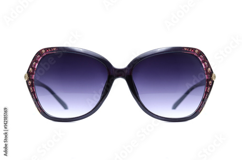 women's sunglasses with blue glass isolated on white