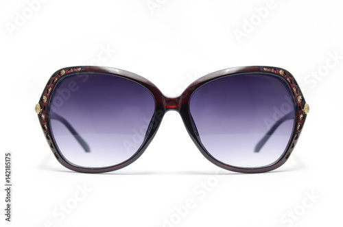 women's sunglasses with blue glass isolated on white