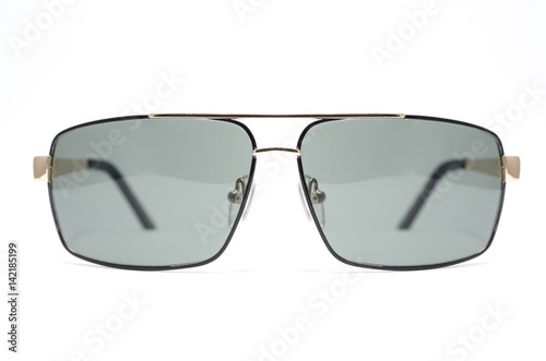 Rectangular Sunglasses in a thin metal frame on a white background