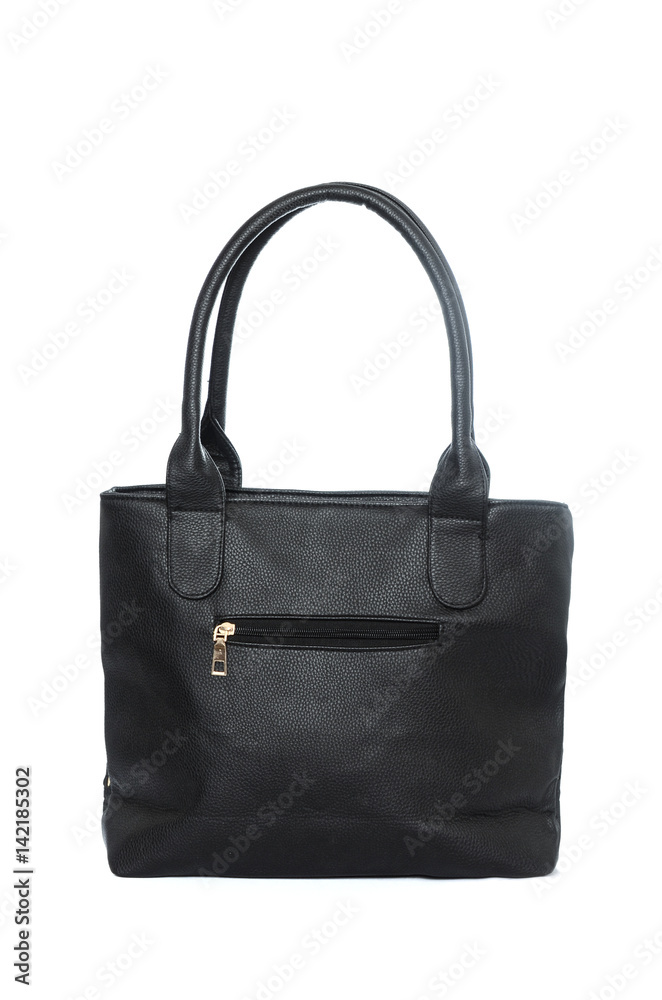 Large leather black bag isolated on white Large leather black bag isolated on white
