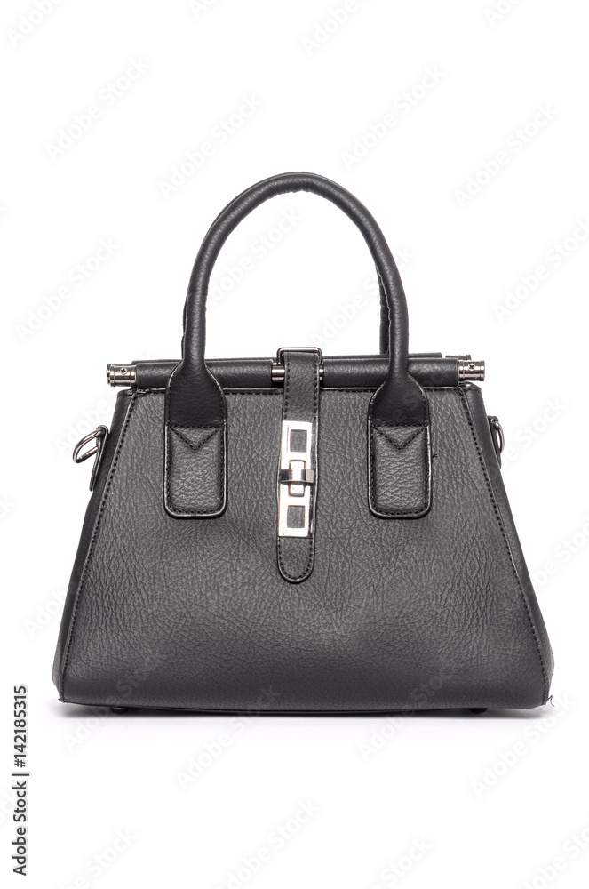 Large leather black bag isolated on white Large leather black bag isolated on white