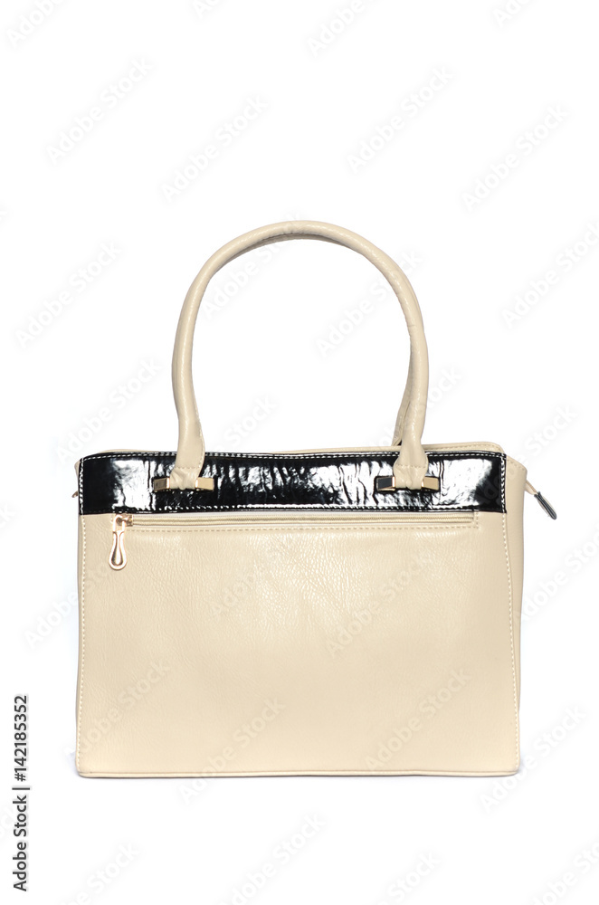 Beige leather clutch isolated on white Beige leather clutch isolated on white