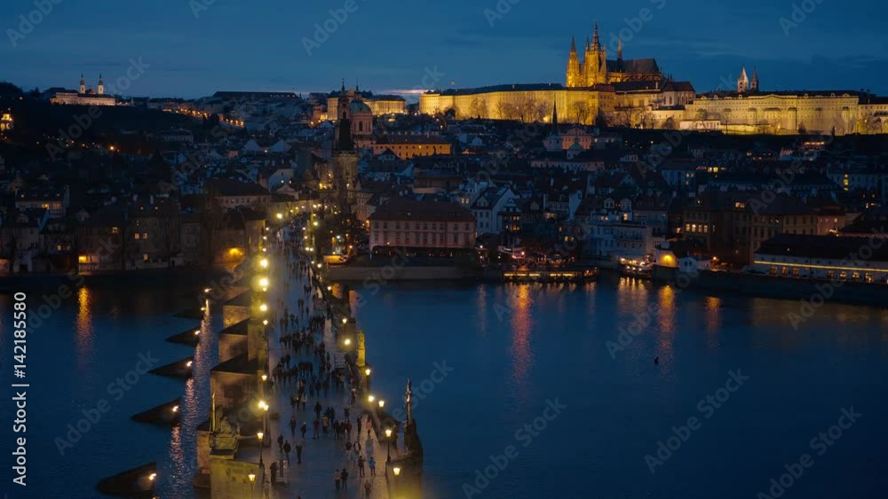 Famous Charles Bridge in Prague - great evening view Famous Charles Bridge in Prague - great evening view