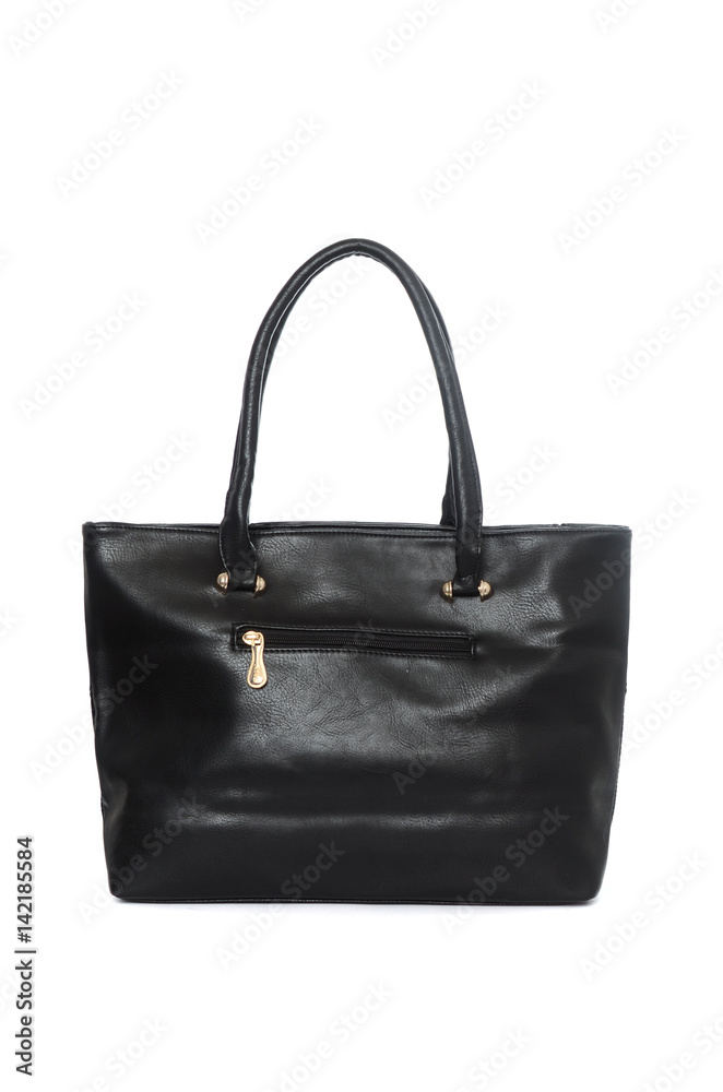 Large leather black bag isolated on white Large leather black bag isolated on white