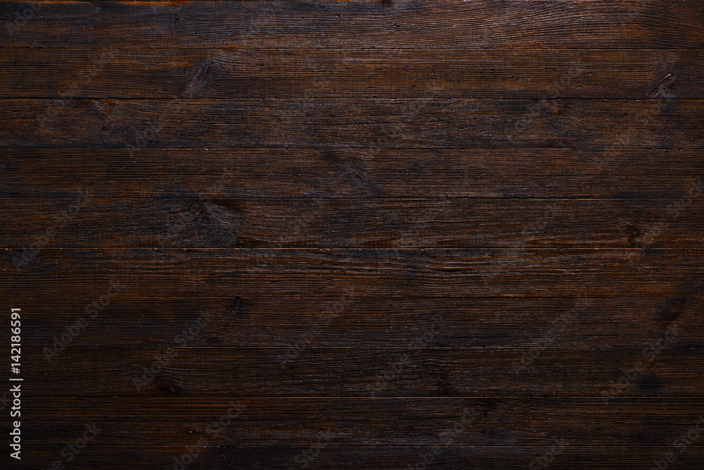 Obraz premium Ciemny stół z drewna tekstura tło widok z góry
