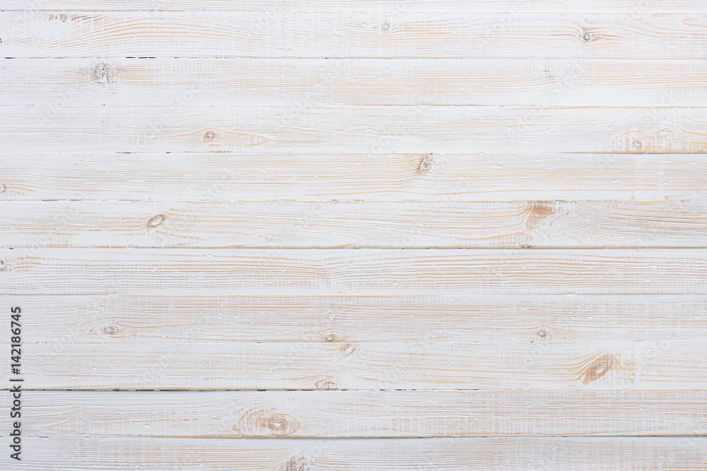 Fototapeta premium White texture of vintage wooden table background top view