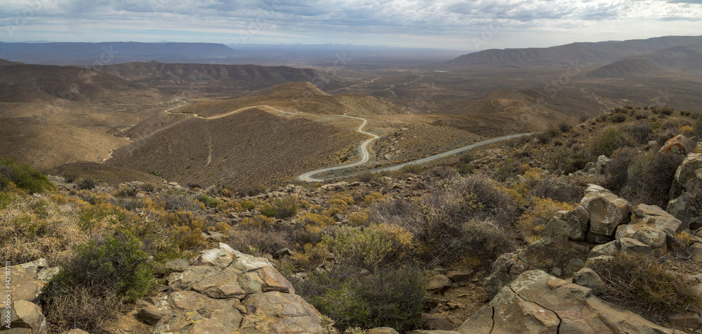 Ouberg Pass with views into the Tankwa Karoo. Sutherland. Northern Cape. South Africa.