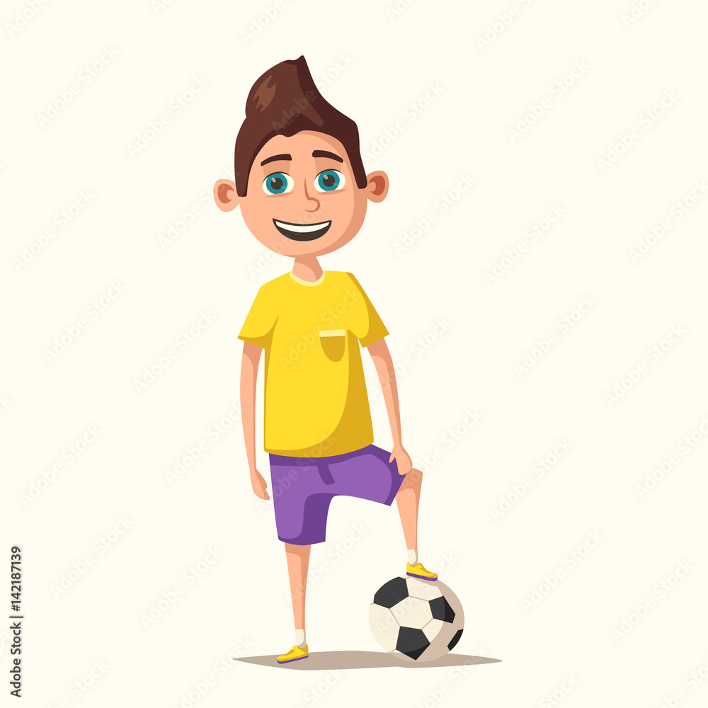 Little football player. Cartoon vector illustration Little football player. Cartoon vector illustration
