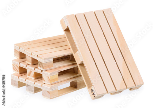 Wooden euro pallet, isolated on white background photo