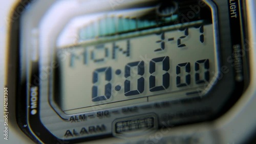 close-up of the face of the electronic clock