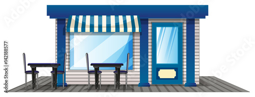 Cafe with outdoor dining tables