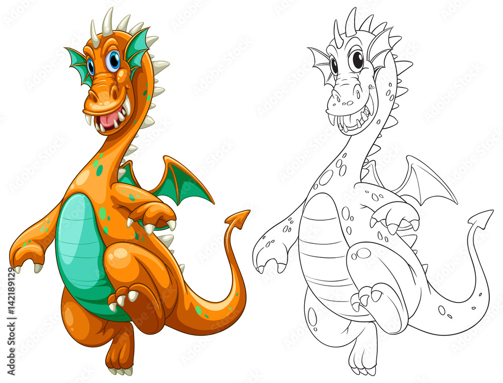 Doodle drawing for dragon with wings Doodle drawing for dragon with wings