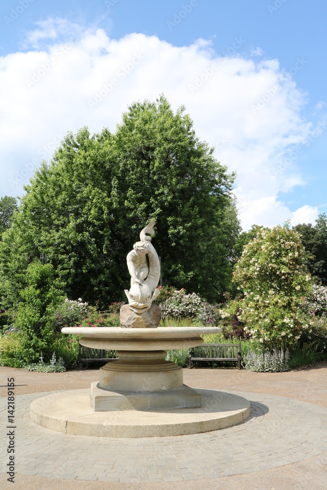 Fountain in Rose Garden in Hyde Park London, Great Britain