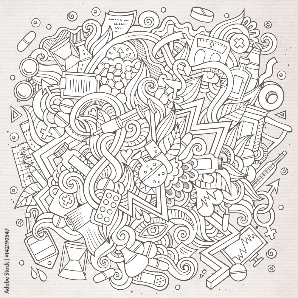 Cartoon cute doodles hand drawn Medical illustration Cartoon cute doodles hand drawn Medical illustration