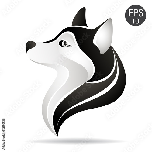 Husky head profile logo. Stock vector illustration of alaskan dog