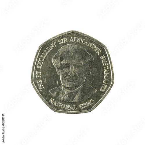 1 jamaican dollar coin (1996) reverse isolated on white background