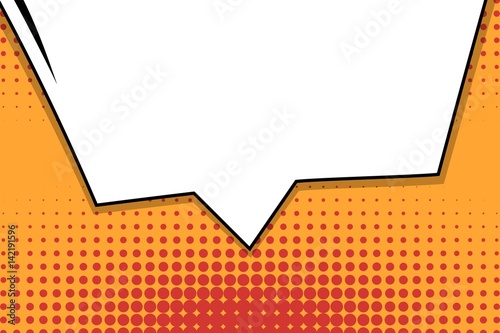 Abstract creative concept vector comic pop art style blank, layout template with clouds beams and isolated dots background. For sale banner, empty speech bubble set, illustration halftone book design.