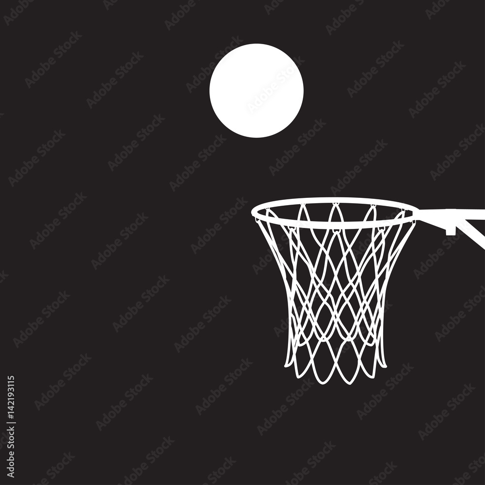 night basketball with moon, vector illustration