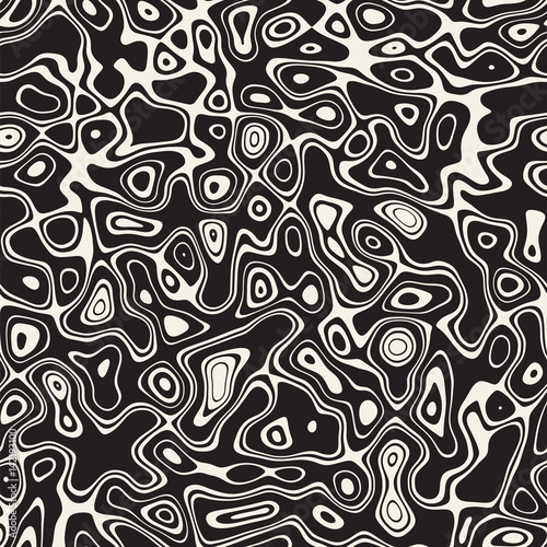 Abstract Retro Background Design. Vector Seamless Black And White Pattern.