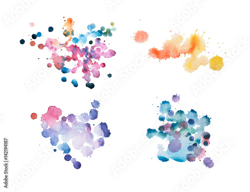 colorful retro vintage abstract watercolour aquarelle art hand paint on white background