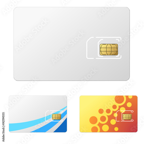 Blank white new SIM card vector template.