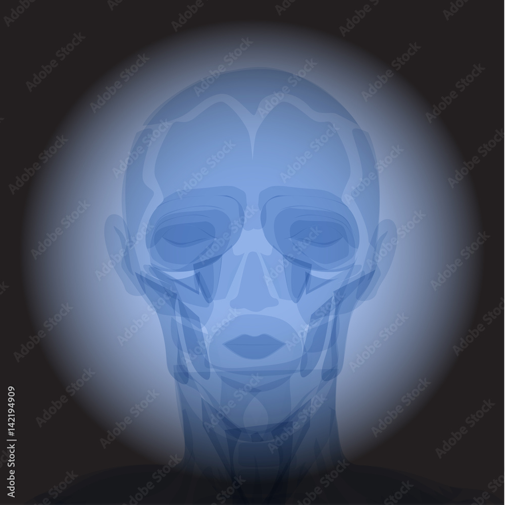 X Ray radiology head. Healthcare. Treatment for internal oragns and bones.