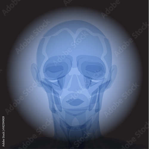 X Ray radiology head. Healthcare. Treatment for internal oragns and bones.