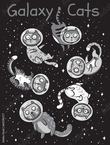 Vector print with cats in space.