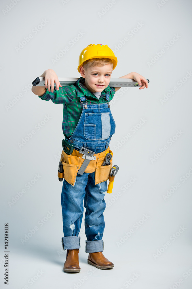 Little boy in tool belt Little boy in tool belt