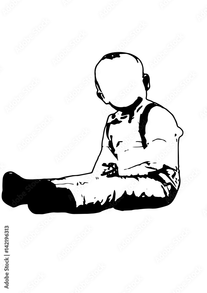 Silhouette of little boy looking sits vector