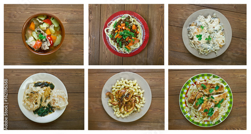  set of different italian dish.