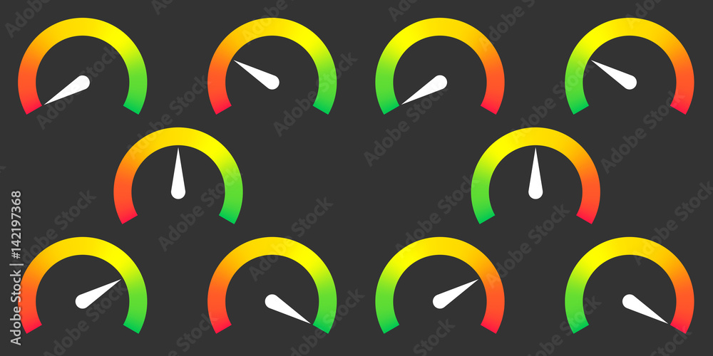 Metre Sign meter signs infographic gauge element from red to green vector ...