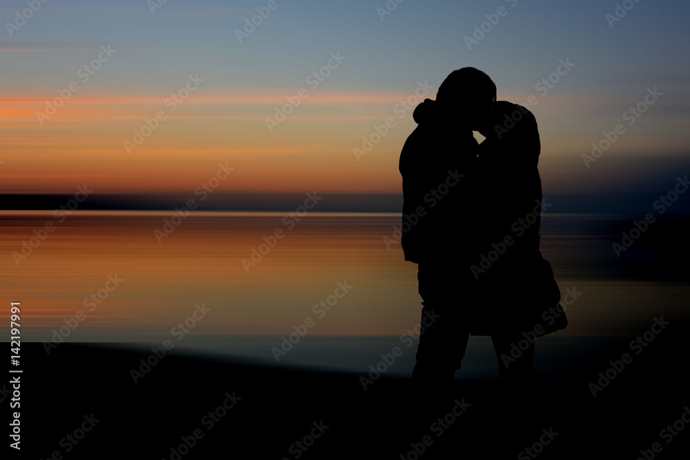 Emotional Kiss at the sunset