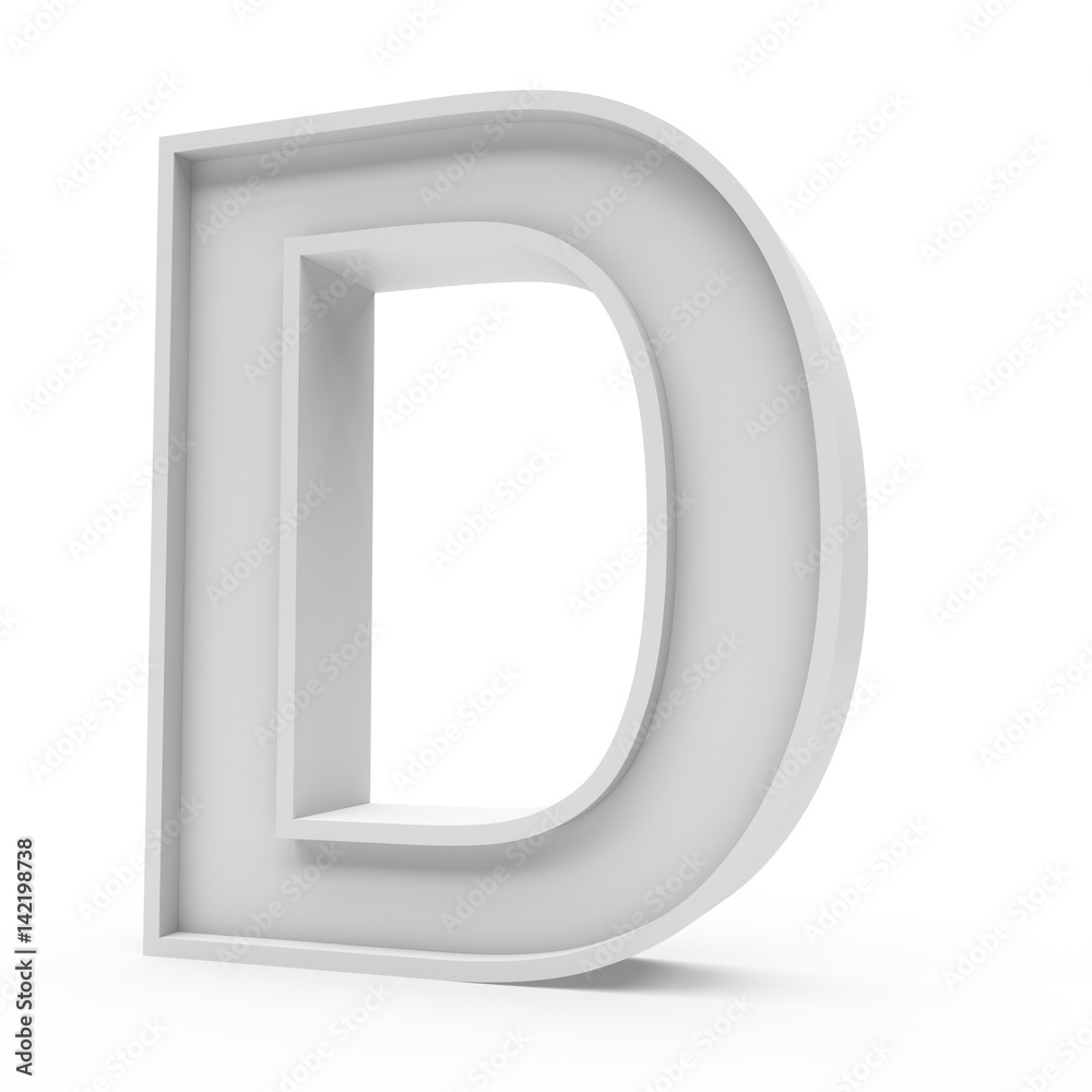Fototapeta premium 3d Rendering grey material letter D isolated white background
