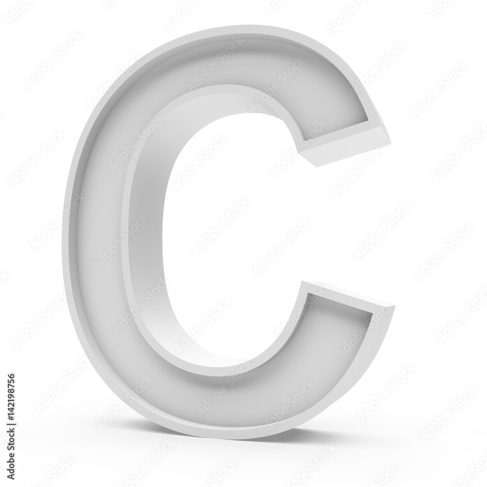 3d Rendering grey material letter C isolated white background 3d Rendering grey material letter C isolated white background