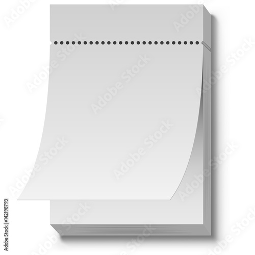 Blank white tear off wall calendar vector template.