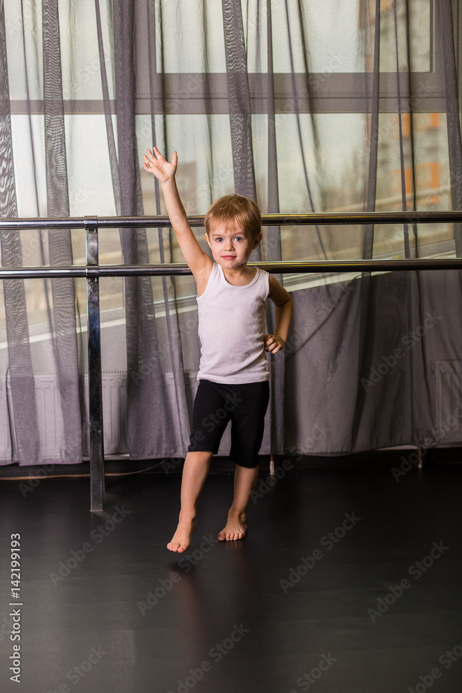 Little boy dancer in a dance studio Little boy dancer in a dance studio