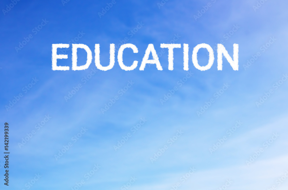 Education Cloud icon is in the air. sky background Education Cloud icon is in the air. sky background