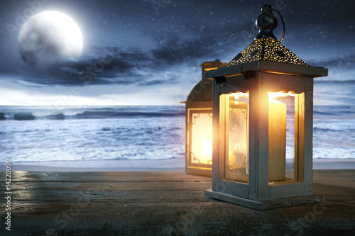 lamp and sea at night  © magdal3na