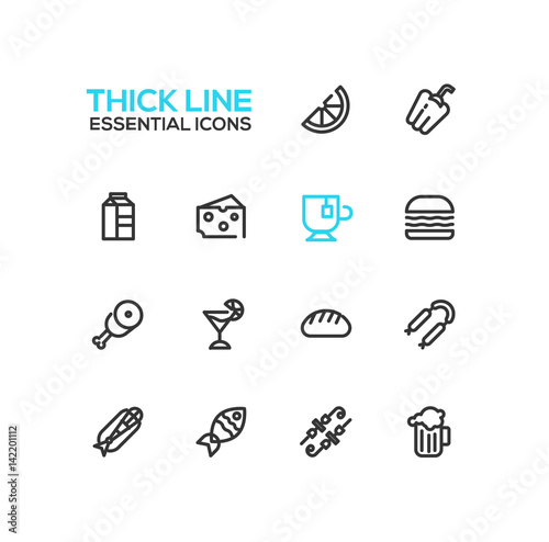 Kinds of Food Line Icons Set