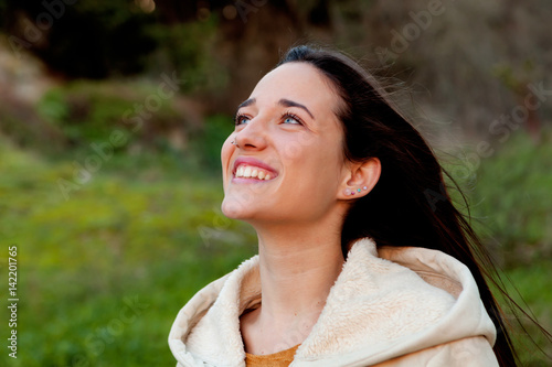 Smiling teen girl outside